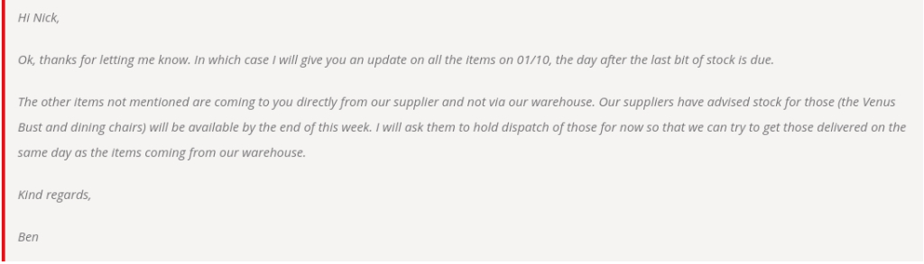 a screenshot of a text message from ben