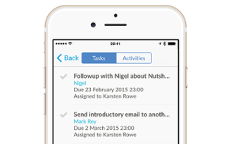 list of created tasks on Nutshell mobile app