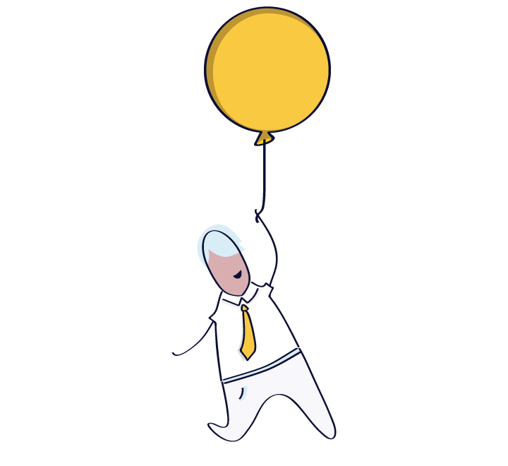 man holding a yellow balloon