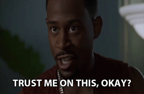 a man with a beard says " trust me on this okay "