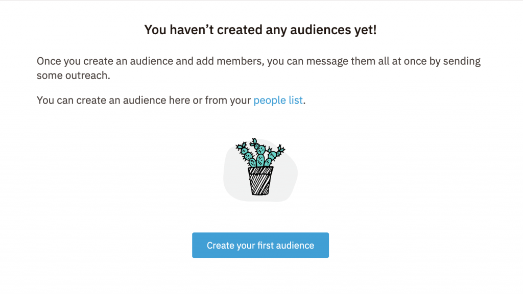 a screen that says you haven't created any audiences yet