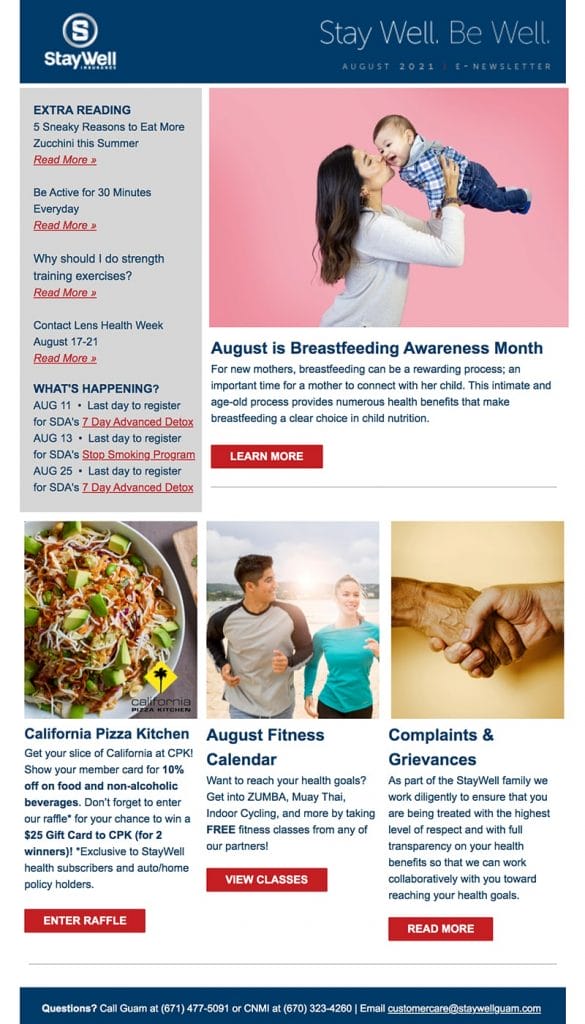 an advertisement for staywell with a picture of a woman holding a baby