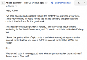 A cold email for guest posting that is a reply to a newsletter