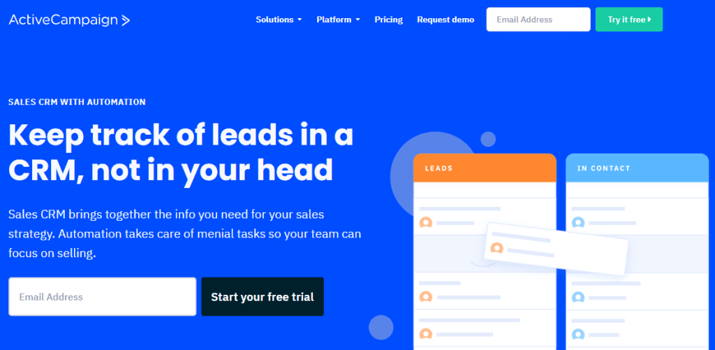 ActiveCampaign contact management software screenshot