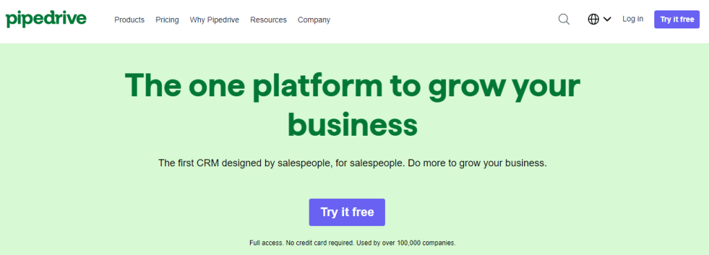 Pipedrive contact management software screenshot