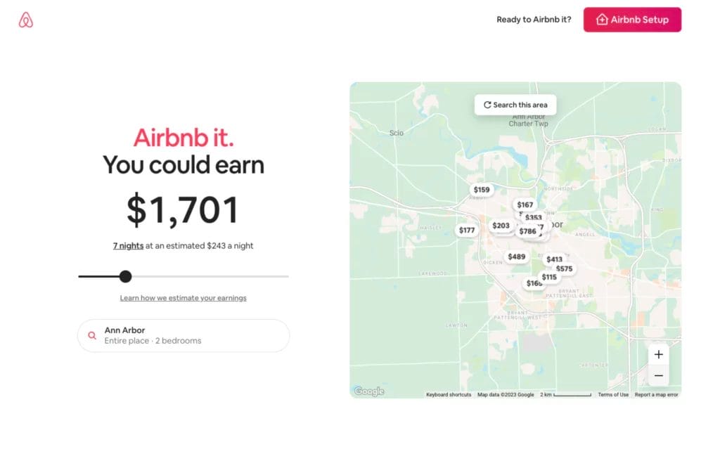 An example of Airbnb's high-converting landing page
