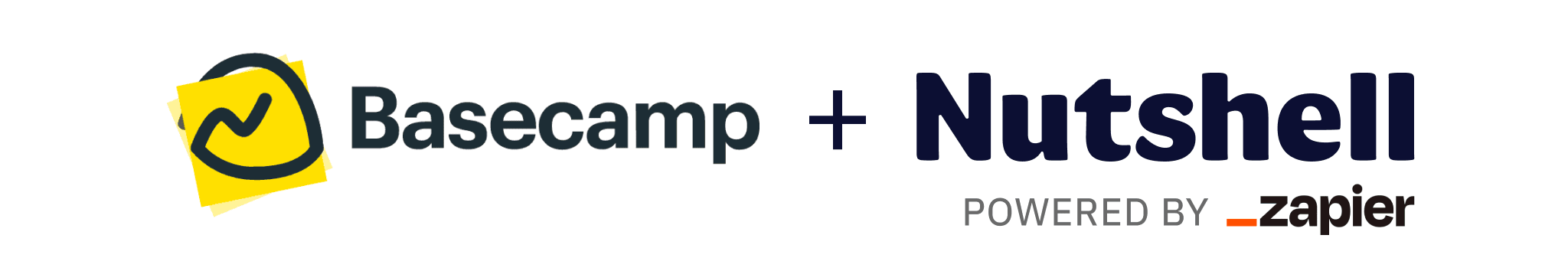 a logo for Basecamp and Nutshell on a white background