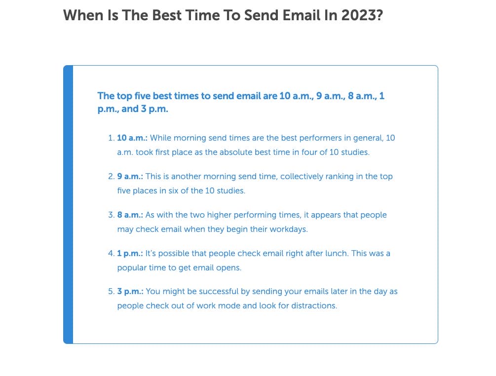 best times to send emails