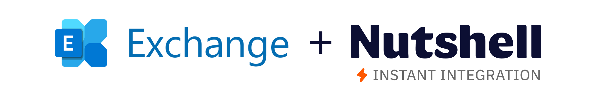 a blue and white logo for Exchange and a black logo for Nutshell