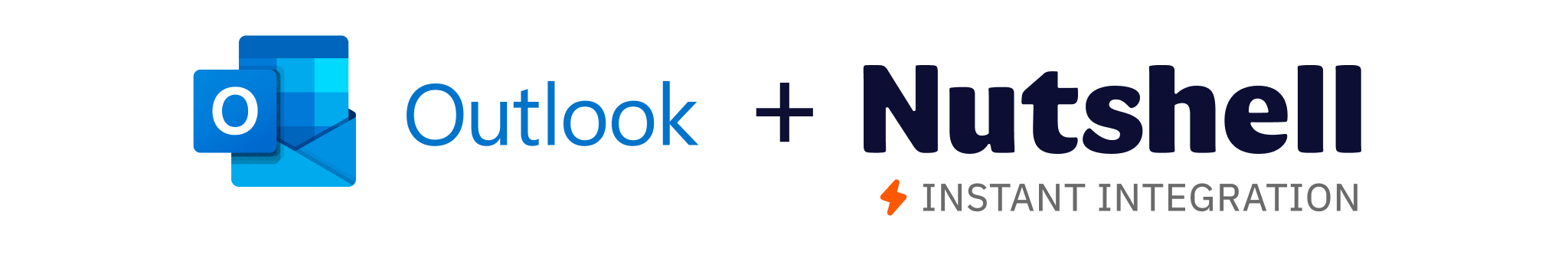 a blue and white logo for Outlook and a black logo for Nutshell