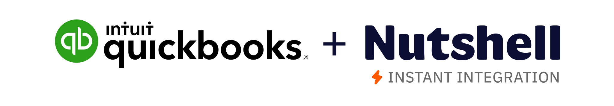 a logo for Quickbooks and Nutshell on a white background