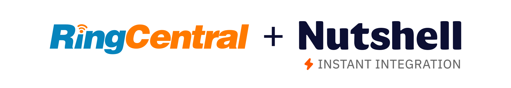 a blue and orange logo for RingCentral and a black logo for Nutshell