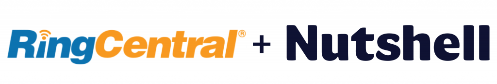 a blue and orange logo for RingCentral and a black logo for Nutshell