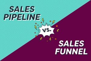 a blue and purple background with the words sales pipeline vs. sales funnel