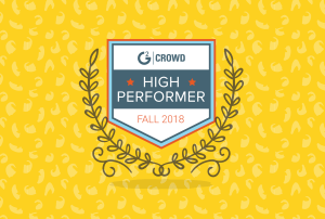 g3 crowd high performer badge for fall 2018 badge on a yellow background