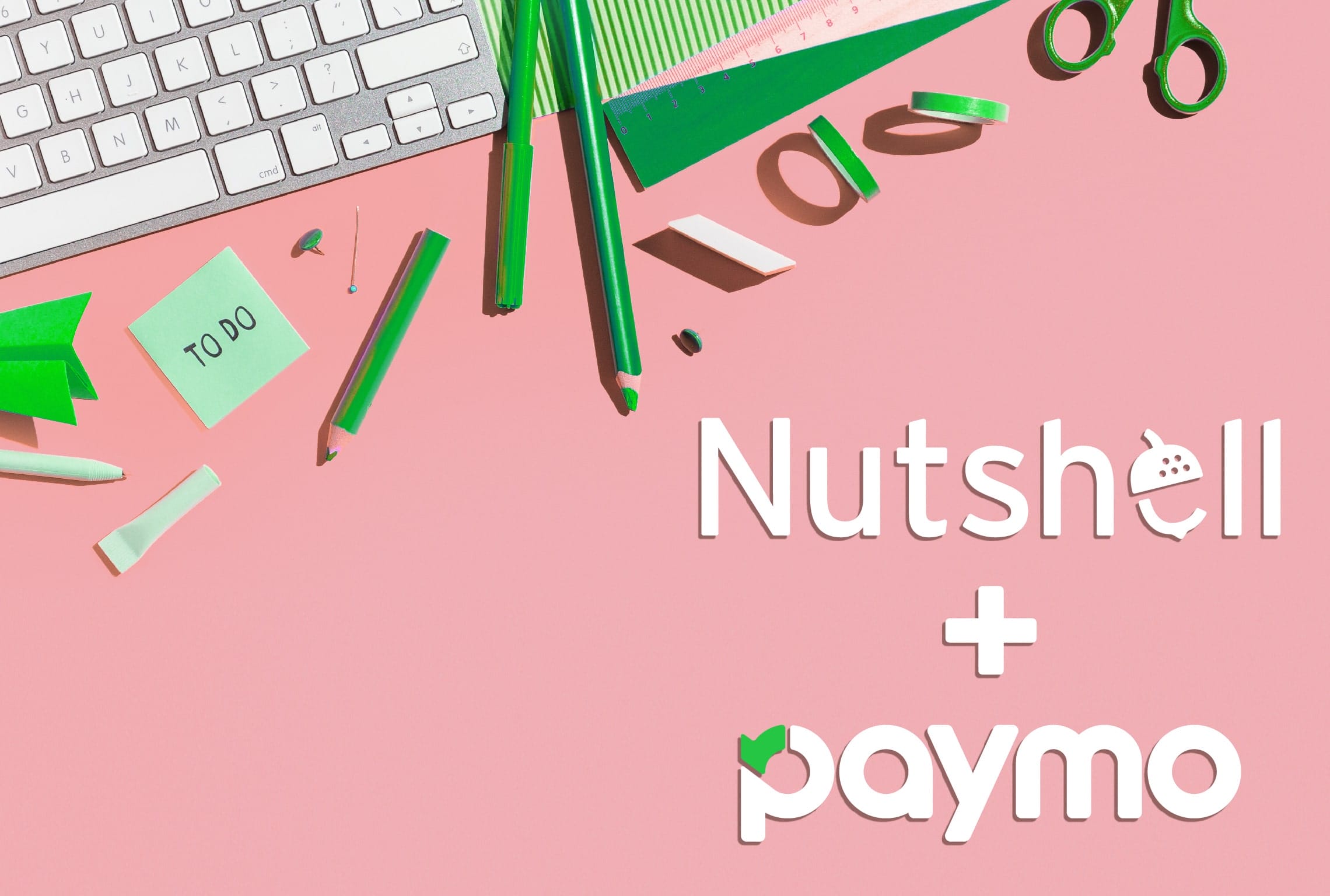 en rosa bakgrund med orden Nutshell och paymo