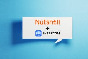 a speech bubble with the words Nutshell + Intercom on it