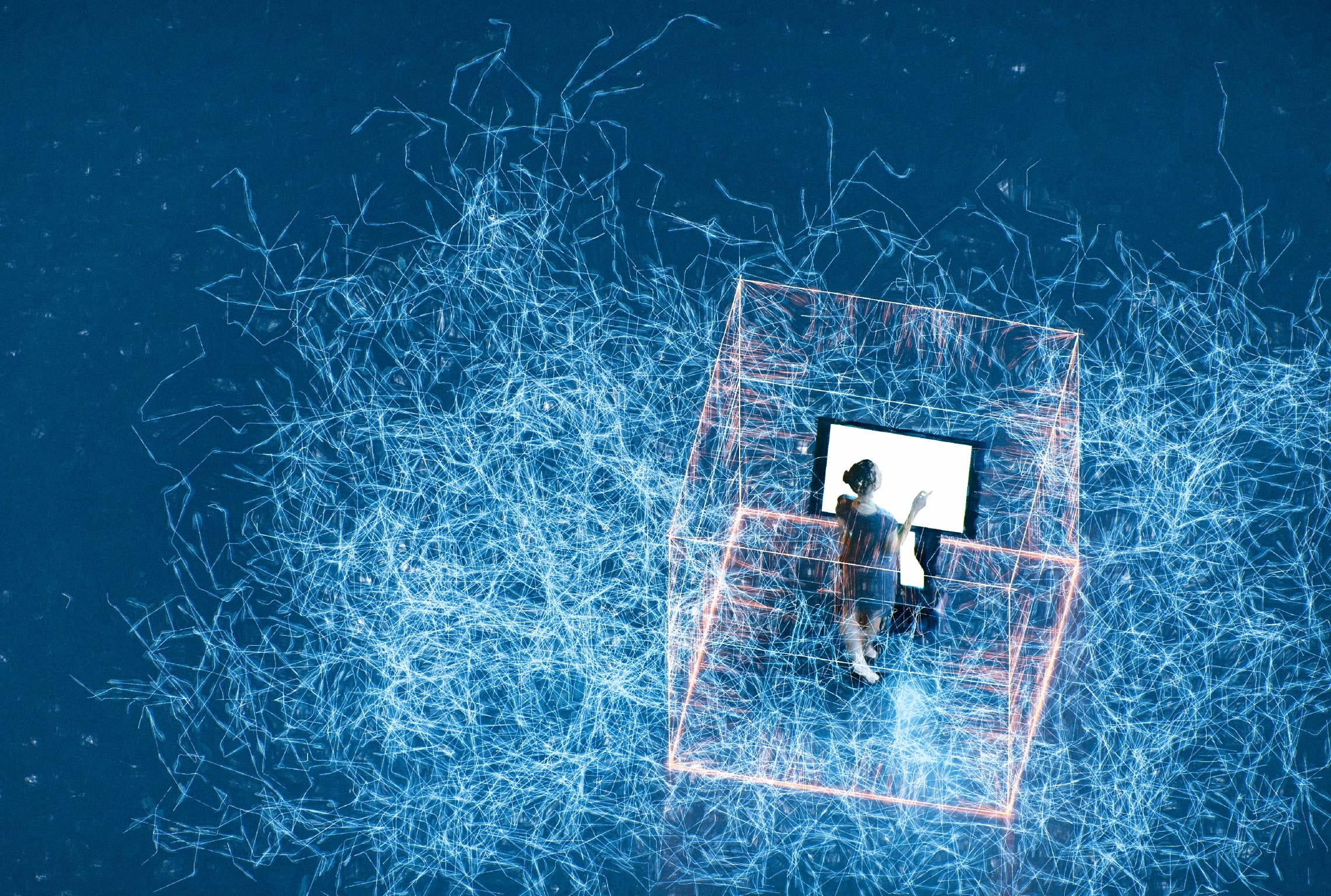 a computer generated image of a person in a box