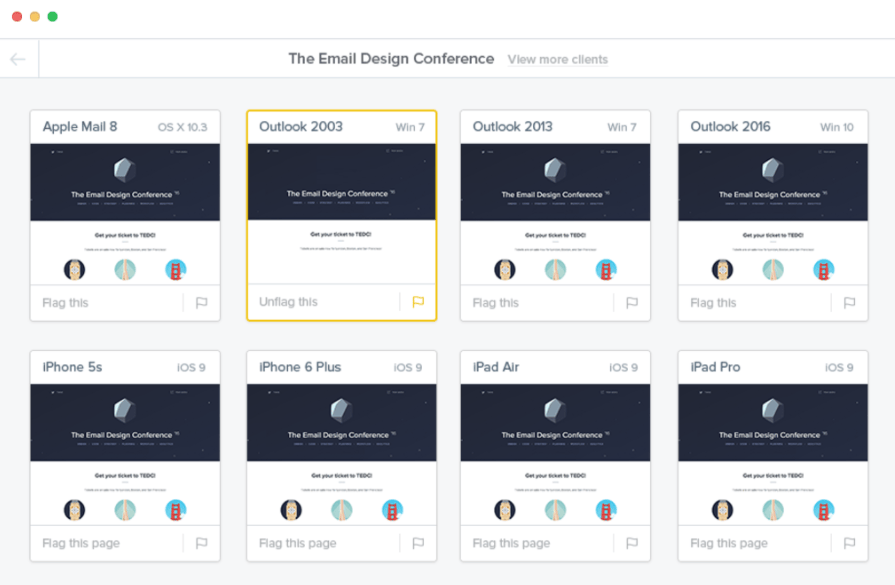 a screenshot of the email design conference on various devices