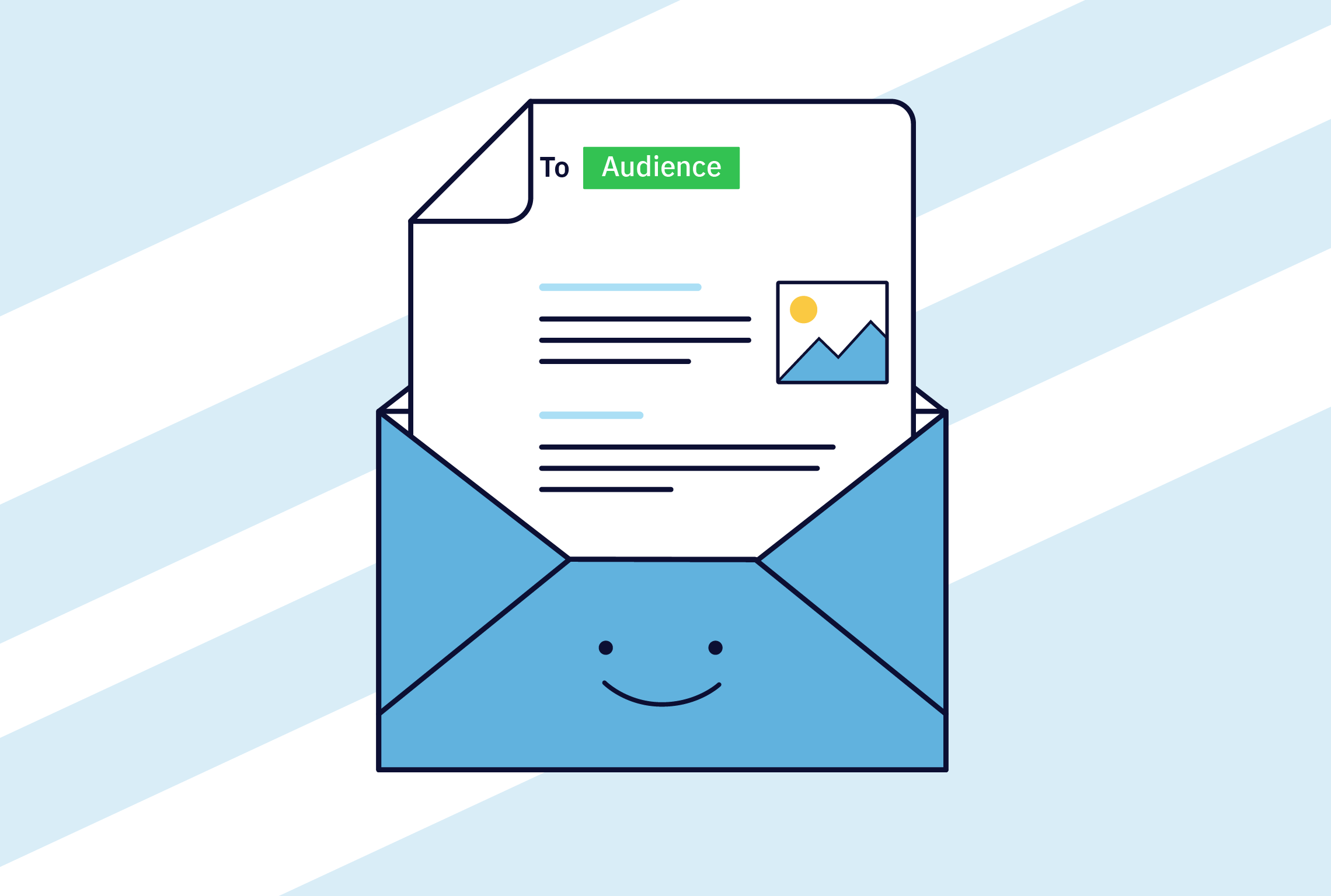 an envelope with a letter in it that says to audience