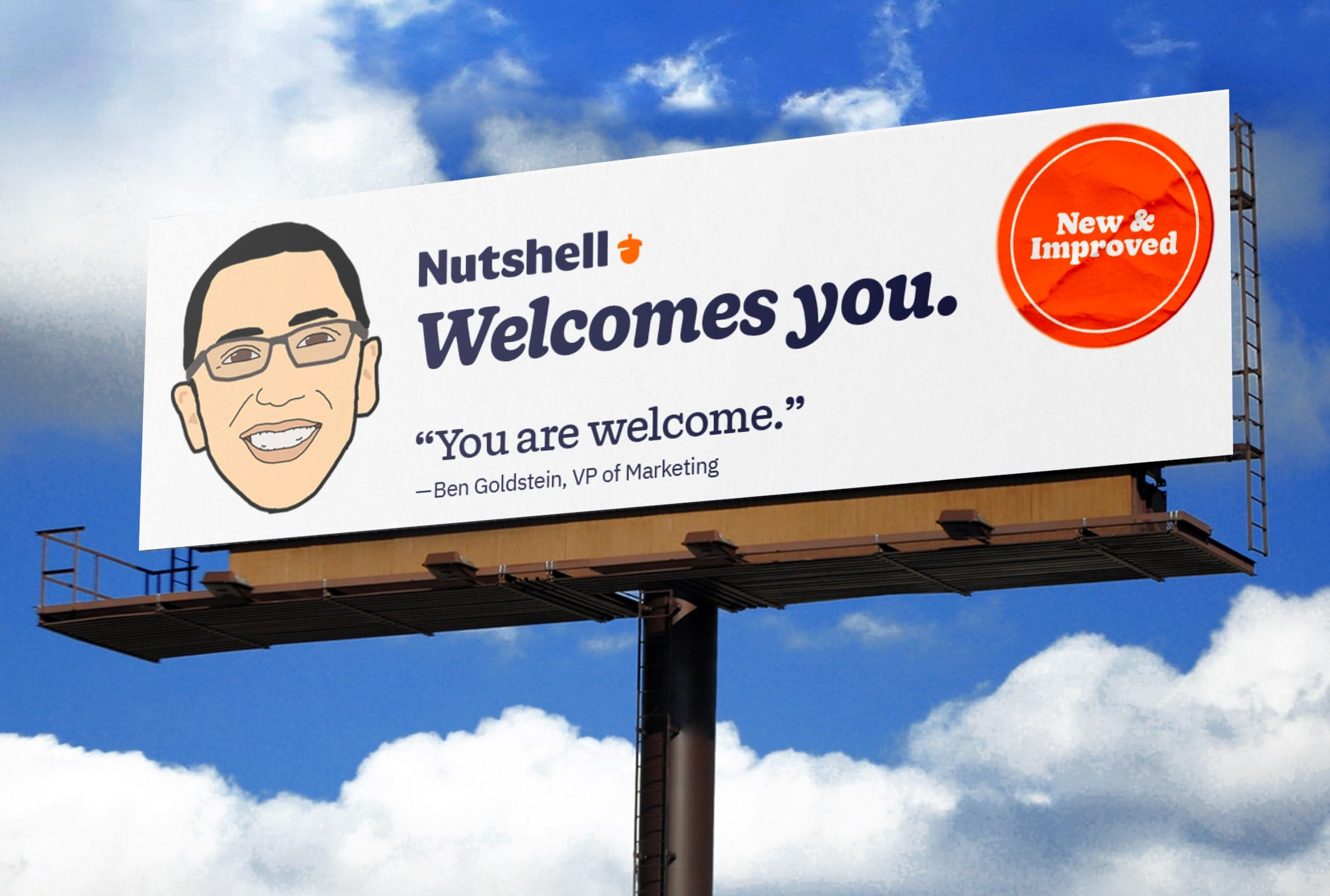 a billboard that says Nutshell welcomes you