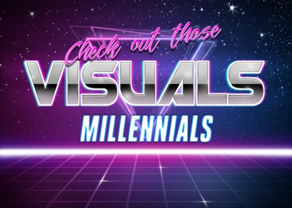 a poster that says check out those visuals millennials