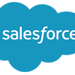 sininen pilvi, jossa on sana Salesforce - Salesforcen logo.