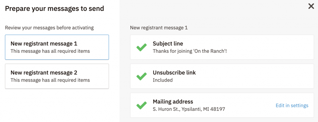 a screen that says prepare your messages to send