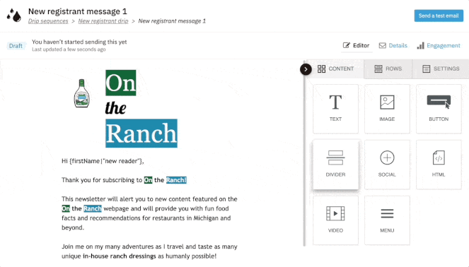 a screenshot of a new registrant message from on the ranch