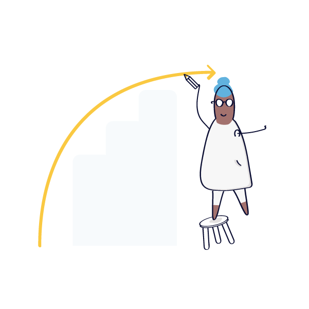 a cartoon of a person drawing an arrow with a pencil