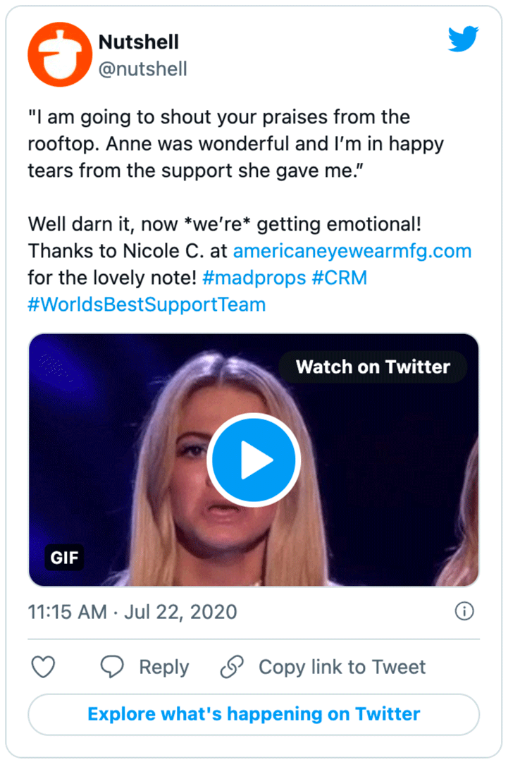 et skærmbillede af et tweet fra Nutshell