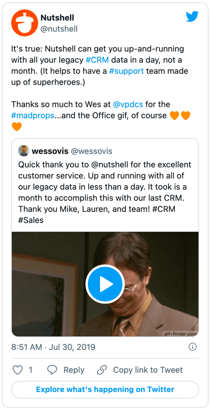 et skærmbillede af et tweet fra Nutshell