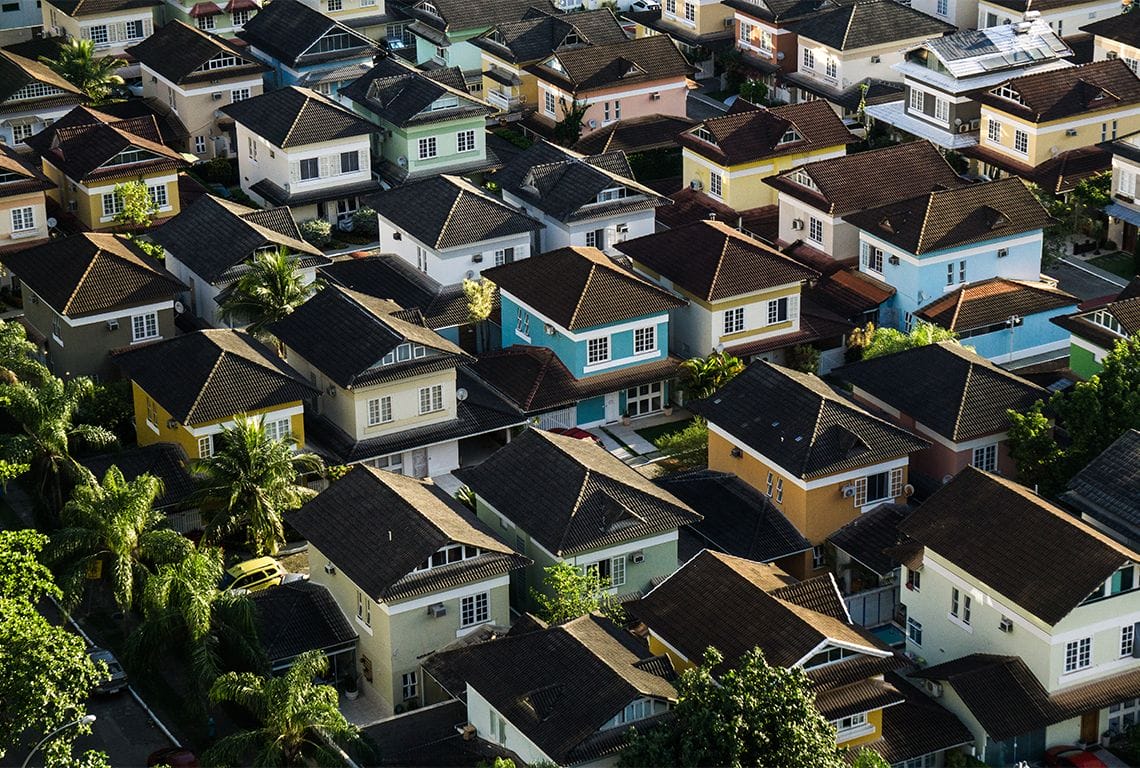 Real estate: A neighborhood full of houses.