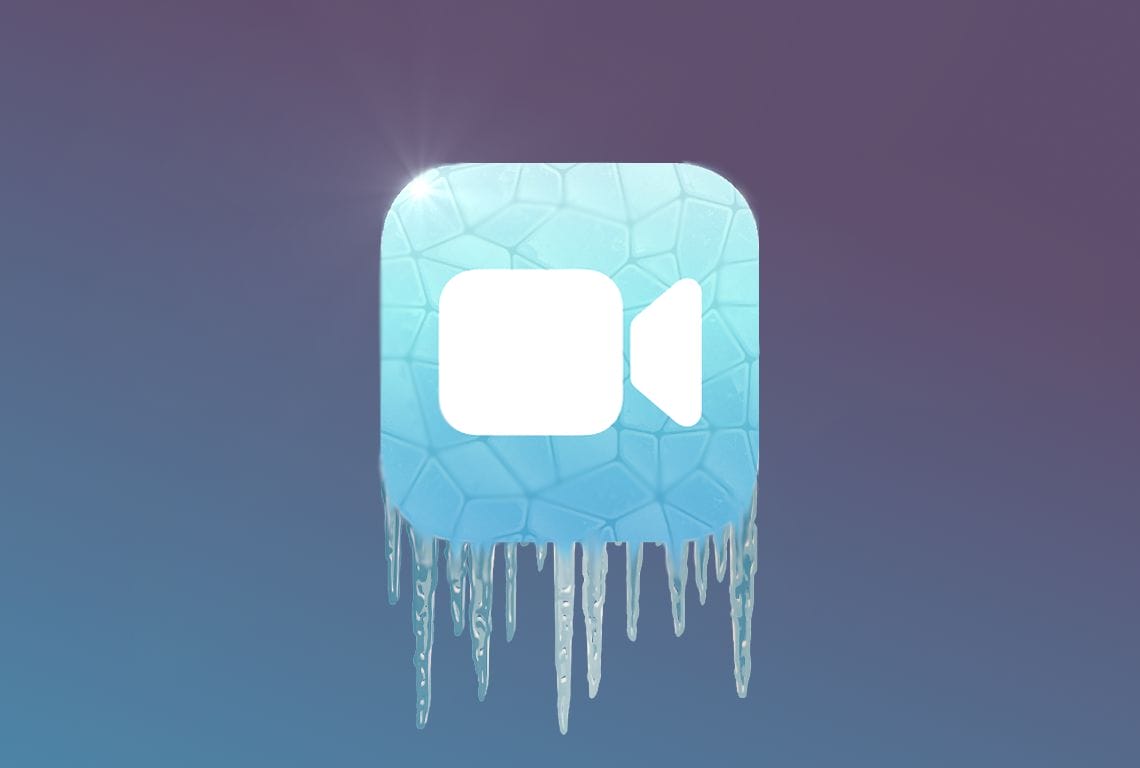 a Facetime icon with icicles coming out of it