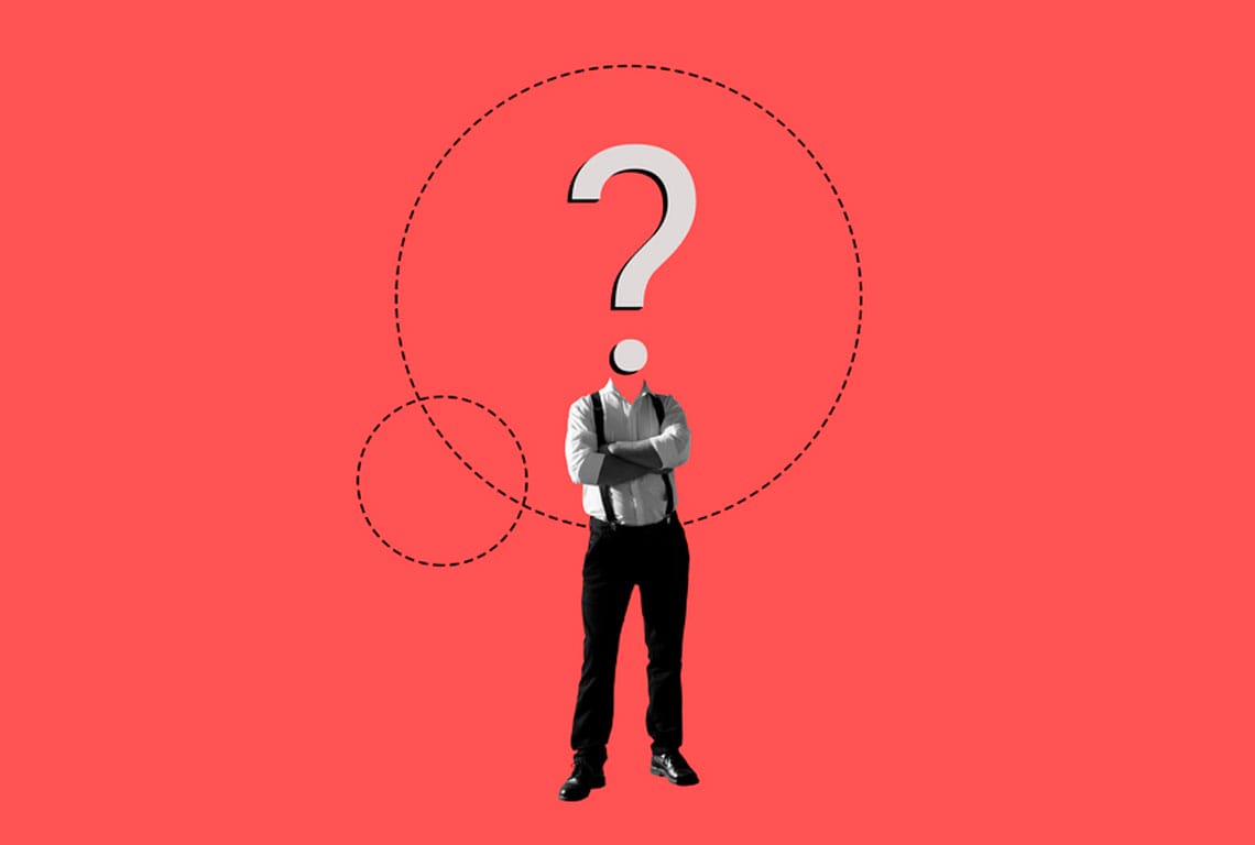 a person with a question mark above his head