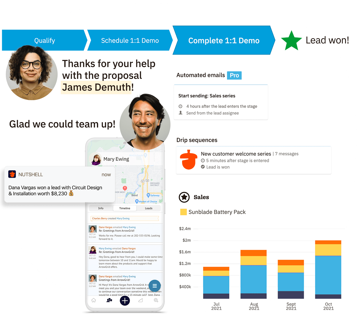 a image of different screenshots of a lead won in Nutshell