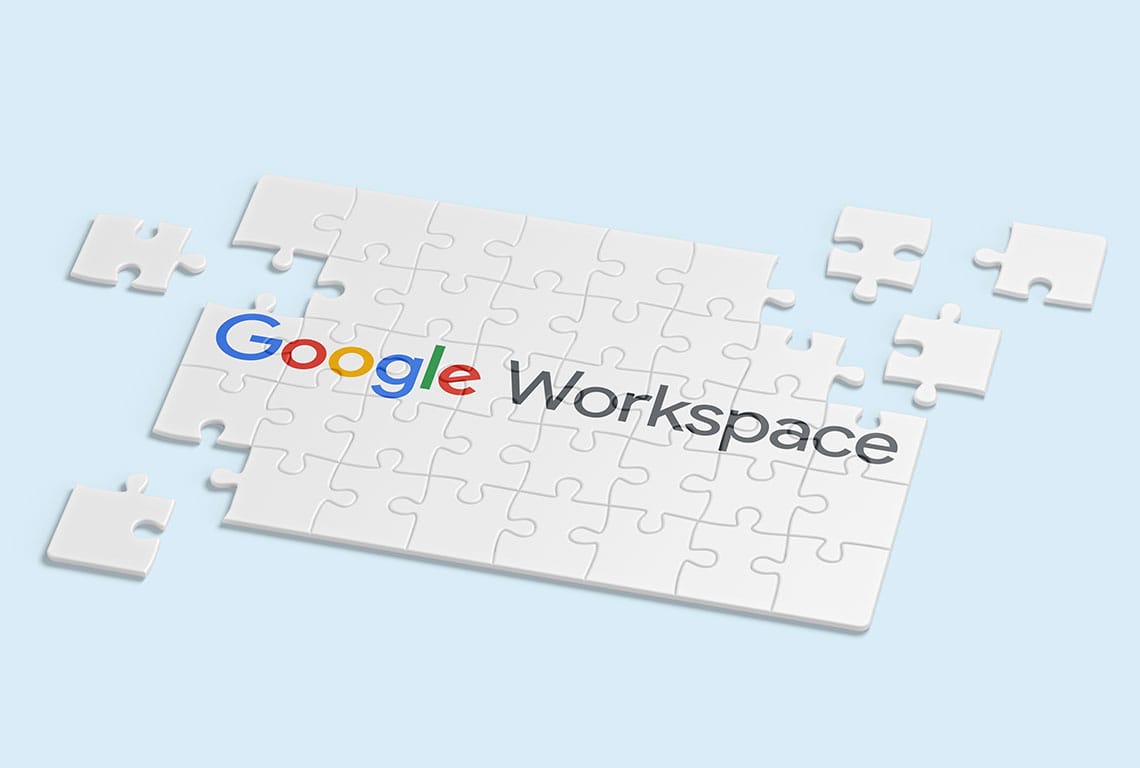 ein Puzzle mit dem Wort "Google Workspace" darauf