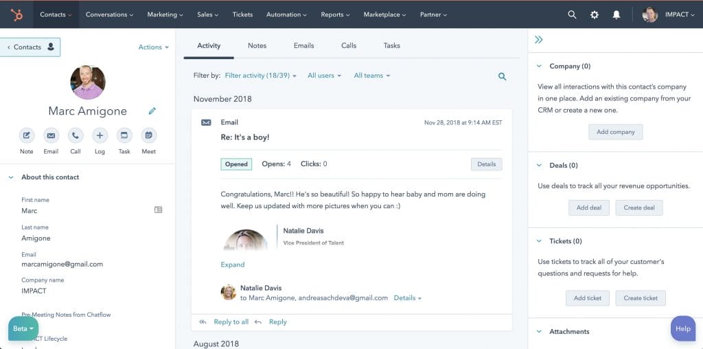 Email features in HubSpot CRM