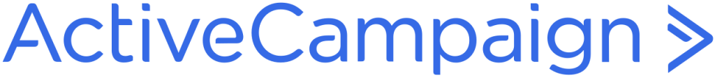 a blue logo for ActiveCampaign on a white background