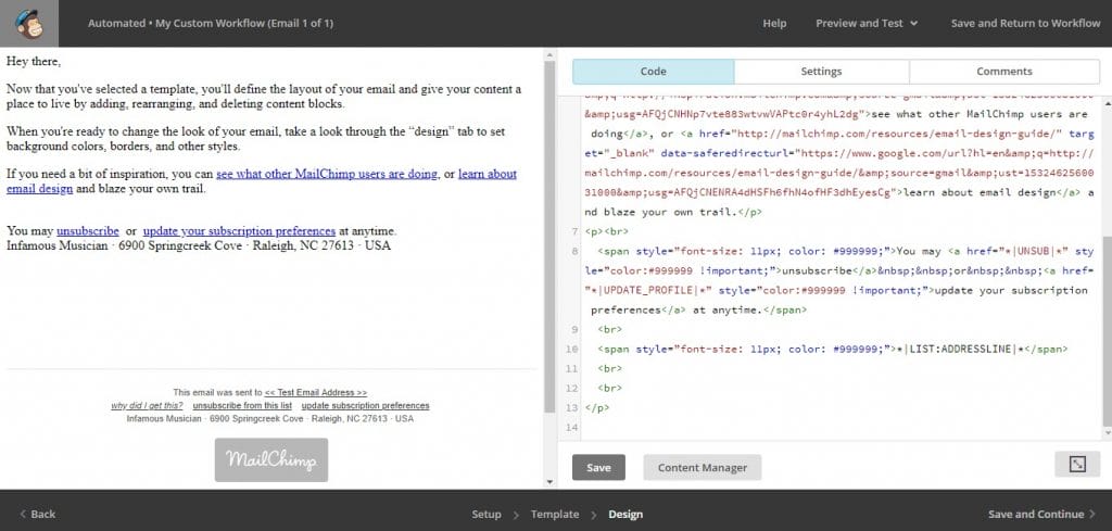 a screenshot of a Mailchimp web page