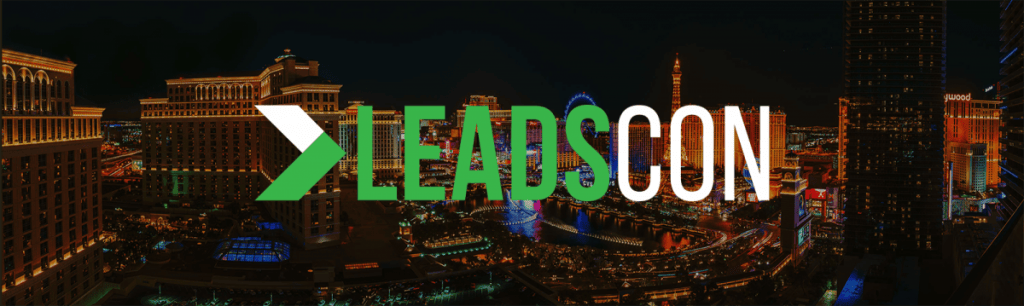 a poster for leadscon with a city in the background
