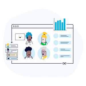 eine Illustration einer Gruppe von Menschen auf einem Computerbildschirm