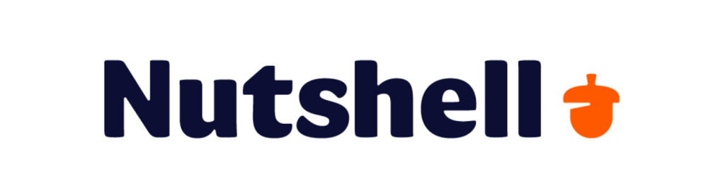 a logo for Nutshell with an acorn icon next to it