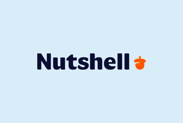 speech to text software a blue background with a Nutshell logo on it