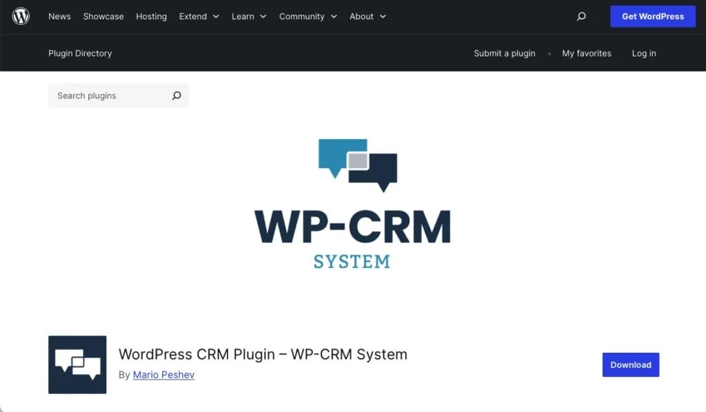 free universal WordPress CRM plugin home page UI