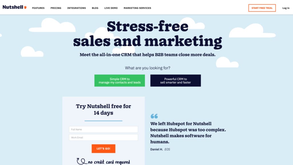 nutshell is a great crm option for shopify sites