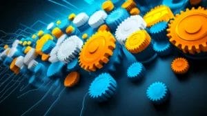 a group of gears in different sizes are interconnected with each other