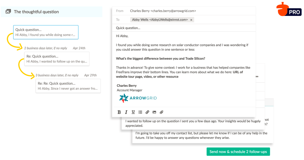 a screenshot of emails sent from Charles Berry in Nutshell