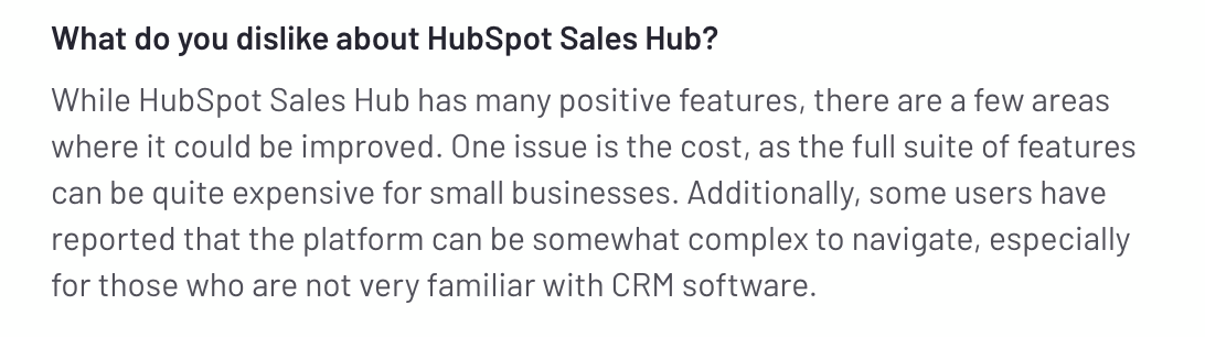 a negative review of hubspot sales crm