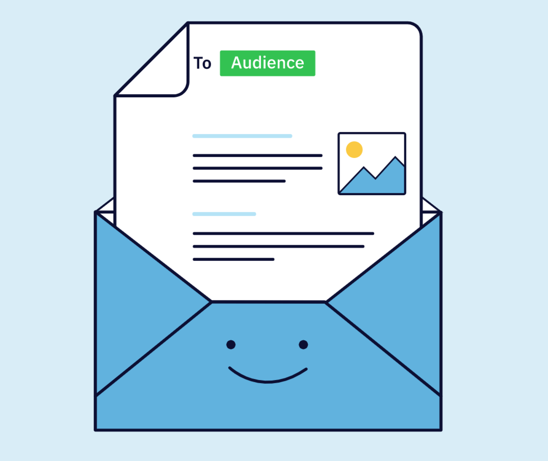 an envelope with a letter in it that says to audience